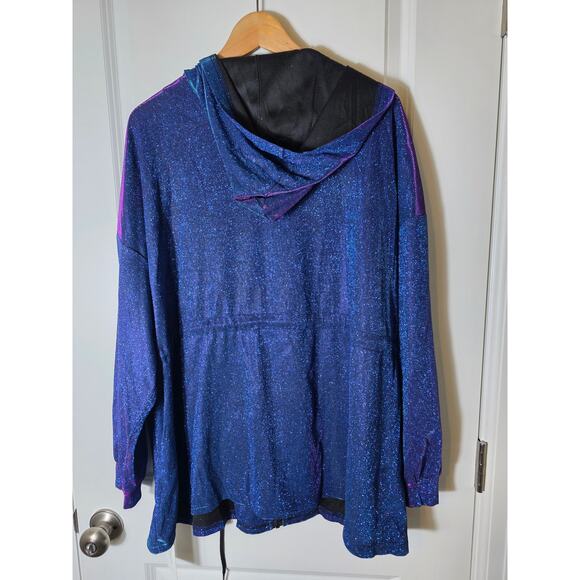 BLOOMCHIC Blue Purple Iridescent Sparkly NEW Zip Waist Cinch Jacket SZ 18-20 - Picture 2 of 10